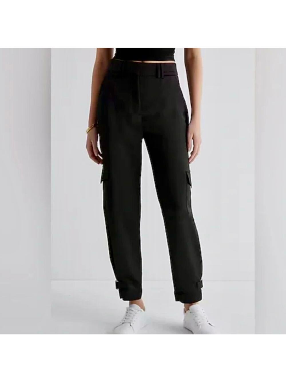 Express Super High Waisted Satin Cargo Pant Size 0